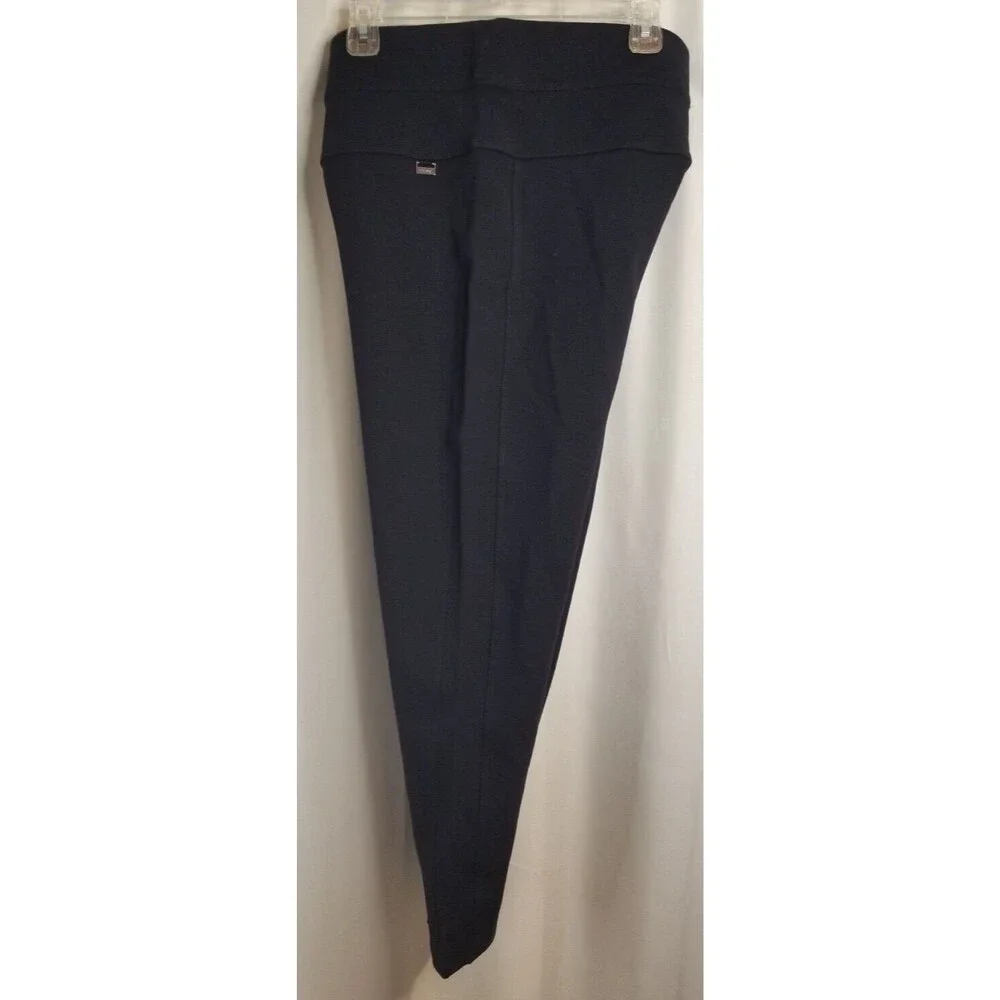 Nine West Women's Pants Stretch Deep Blue Metal Logo Tag Wide Waist Size PXL